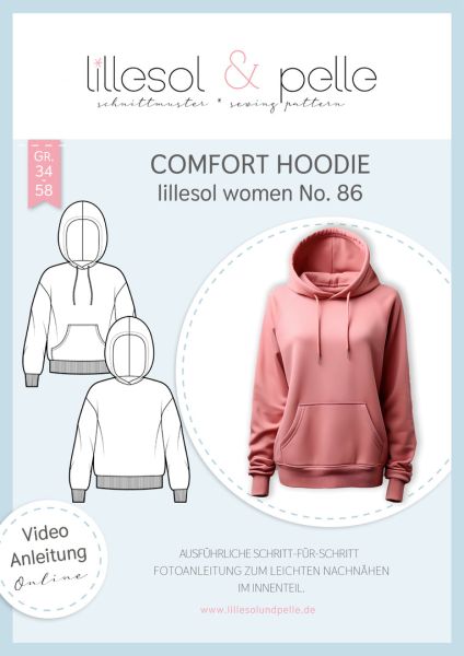 Schnittmuster Comfort Hoodie für Damen Lillesol woman No.86 Gr. 34-58