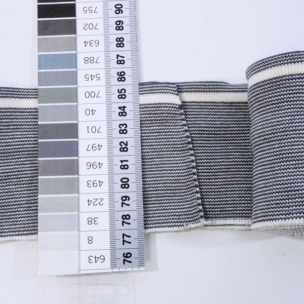 Cuffs Bündchen grau weiß meliert für Hoodie & Co - 7cm hoch 150cm lang