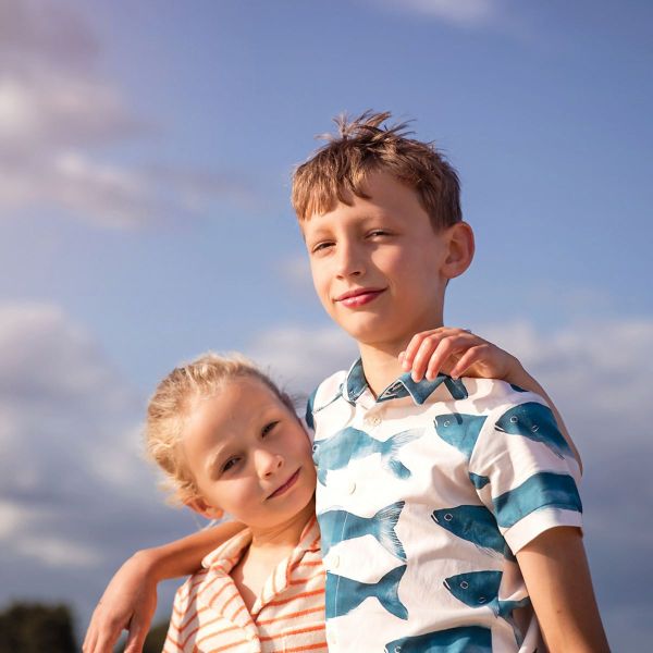 Baumwolle große Fische im Aquarell Stil creme petrol blau - Phishies L von See You At Six