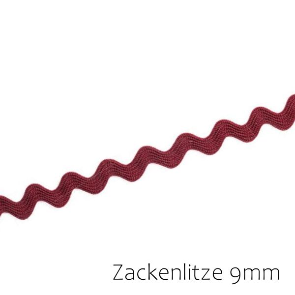Zackenlitze 9mm bordeaux rot – Borte Spitze Zackenband