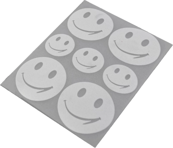 Bügelbild Refektor Smilie 7x - reflektierende Applikation zum Aufbügeln