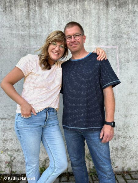 Baumwolljersey Wellen Streifen creme weiß – Serie Aurich waves maritim by Swafing