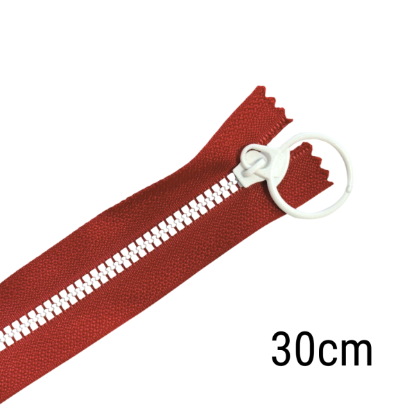 Reißverschluss Color Pop 30cm lang rot weiß für Taschen & Mäppchen