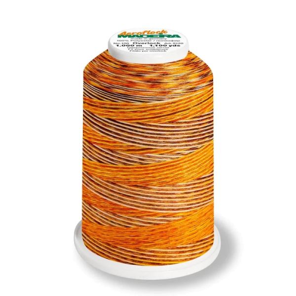 Aeroflock 100 Multicolor savanna - 1000m Bauschgarn von Madeira orange braun - Overlock Garn
