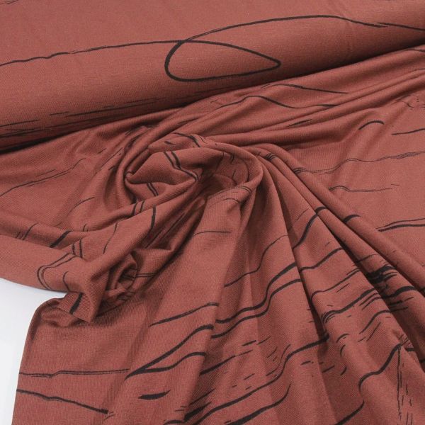 SAJA ECOVERO™ Viskose Stretch Jersey - Mind the Maker Stray Lines sienna