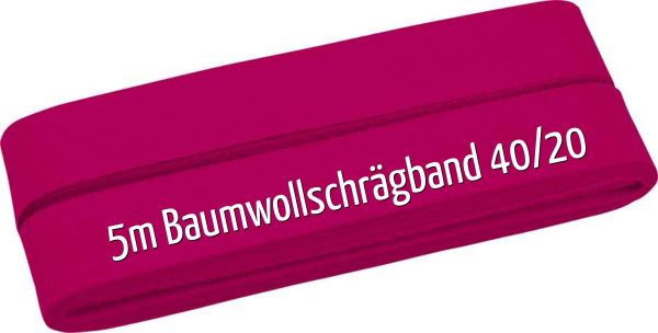5m Schrägband aus Baumwolle pink - Baumwollschrägband 40/20/10