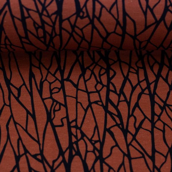 Jersey Kritzel Abstrakt rost rotbraum – Veta von Käselotti by Swafing