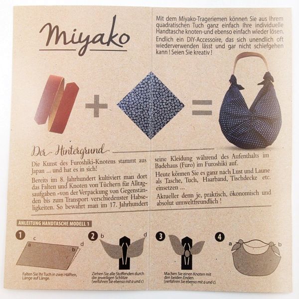 Miyako Taschengriff Leder gold - macht aus deinem Tuch eine Tasche Furoshiki