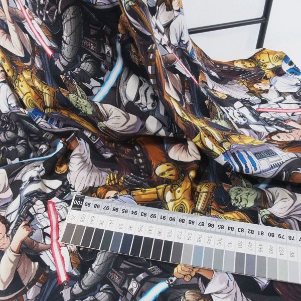 Jersey Star Wars mit Yoda Darth Vader R2D2 Chewbaca Han Solo Lea C3PO