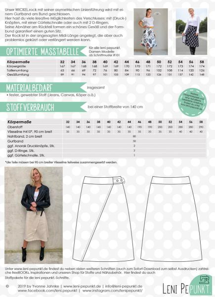 Schnittmuster WICKEL.rock - eleganter Rock mit sportlicher Wickeloptik Gr. 32-58