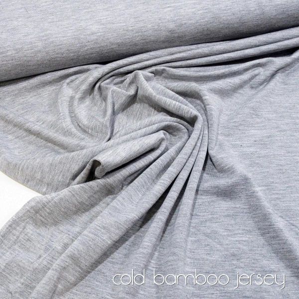 Viskose Jersey knitterfrei aus Bambus hellgrau meliert - cold bamboo jersey knit