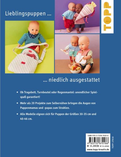 Puppenaccessoires nähen - Spielspaß für die Lieblingspuppe 30-35cm & 40-46cm