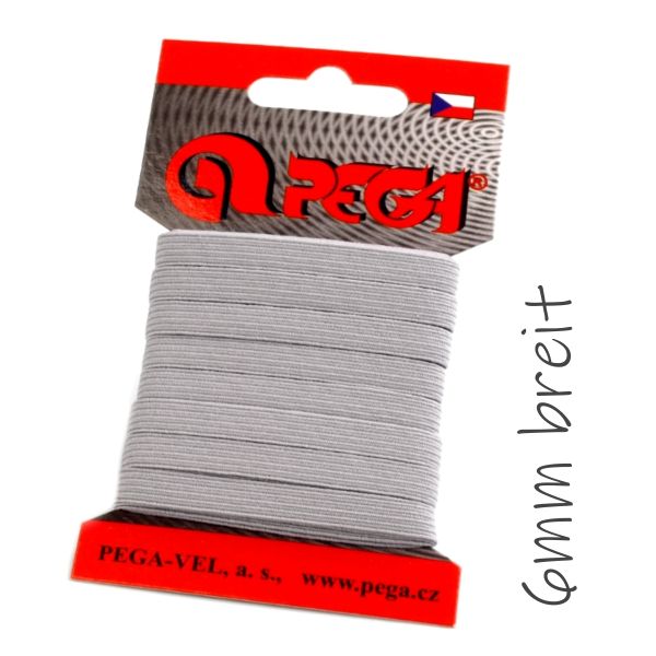 5m schmales Gummiband hellgrau - 6mm breit