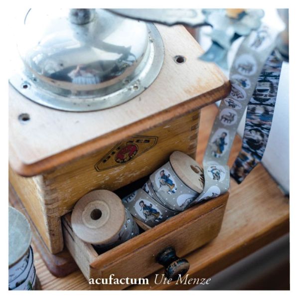 Webband - Schäfchen und Kinder - von Acufactum beige 16mm