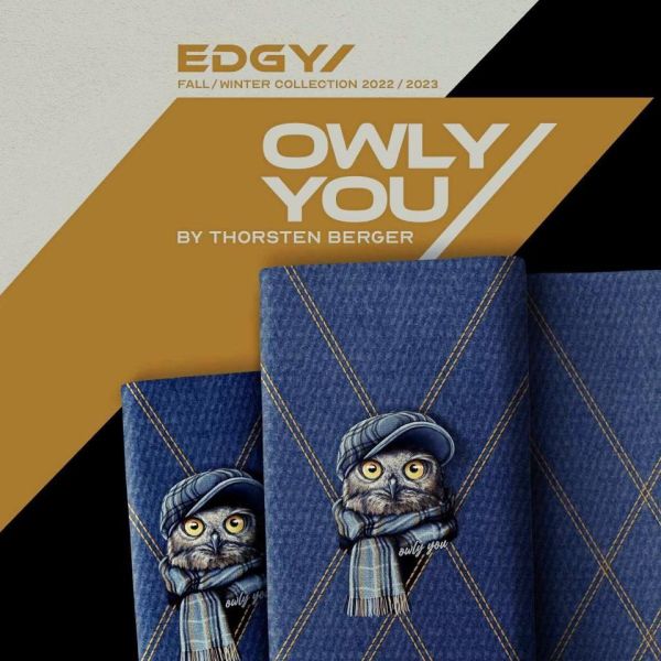 Sweat Eule mit Hut blau - Owly You von Thorsten Berger – 85cm Panel French Terry