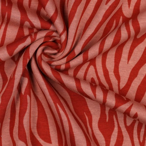 Alpenfleece Animal Skin Tiger coral – kuschelweicher Babysweat Nicki Wintersweat