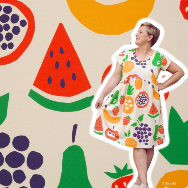 Jersey mit Früchten Apfel Melone Birne Ananas - Juicy by Käselotti