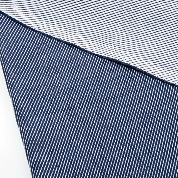 Dekostoff navy blau DOBBY Premium diagonale Streifen – Baumwollmix gestreift