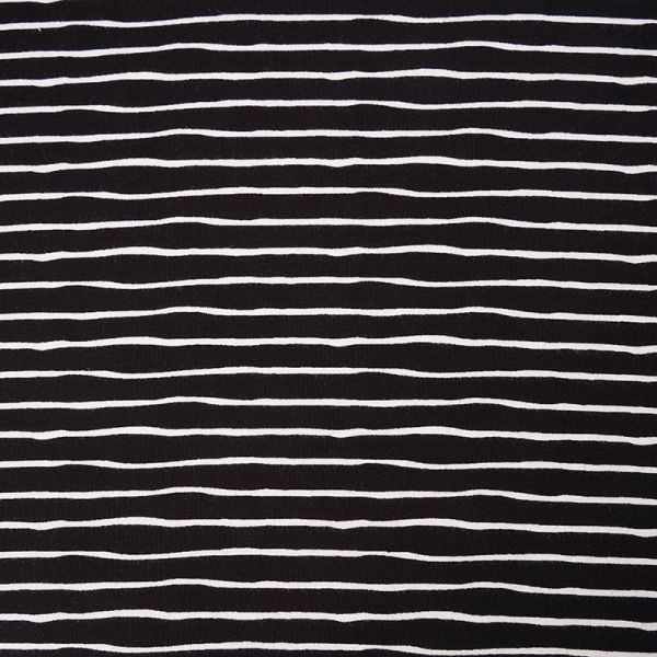 Bio Baumwolljersey Good Vibes black – Streifen in schwarz von Stoffonkel