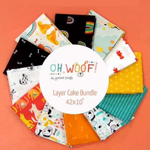 Layer Cake Stoffpaket Art Gallery Oh Woof - 42 Zuschnitte aus 12 Designs je 10" (25,4x25,4cm)