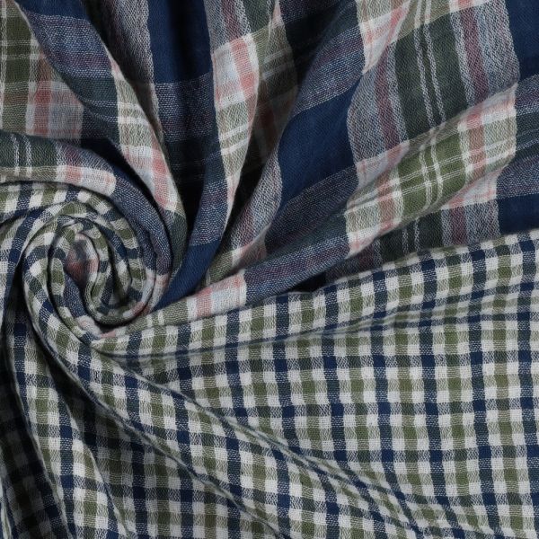 Baumwolle Musselin doubleface Karo blau grün – Double Gauze Vichy Check blue