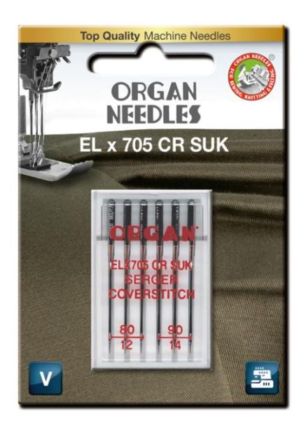 ORGAN Nähmaschinen Nadeln – EL x 705 CR SUK Mix – für Coverlock und Overlock
