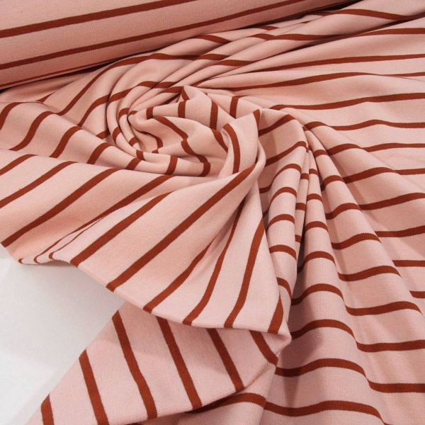 Sommersweat mit Streifen coral rosa rost - French Terry Yarn Dyed