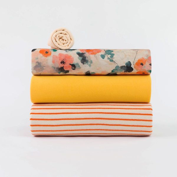 Sommerfrottee mit Streifen creme orange - Terry Cloth 2m breit von See You At Six