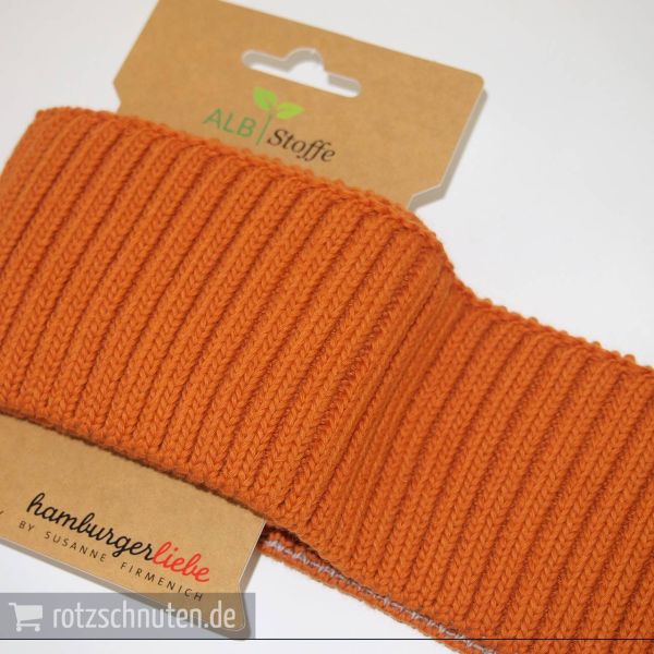 Grobstrick Ripp Bündchen orange braun CUFF ME COZY – Hamburger Liebe