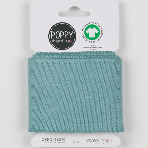 Cuffs Bündchen uni aqua türkis für Hoodie & Co - 7cm hoch 135cm lang