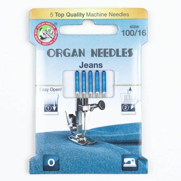 ORGAN ECO Nähmaschinen Nadeln – Jeans 100/16 – für Denim, Kunstleder, Canvas