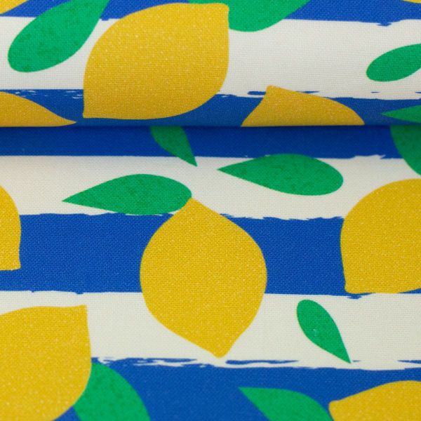Canvas Jumble & Zest Zitronen blau-weiß – Bienvenido Colorido für Swafing