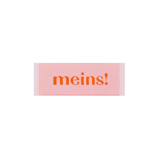 Webetikett - meins - in rosa orange - cooler Aufnäher für deine genähten Werke 2x4cm