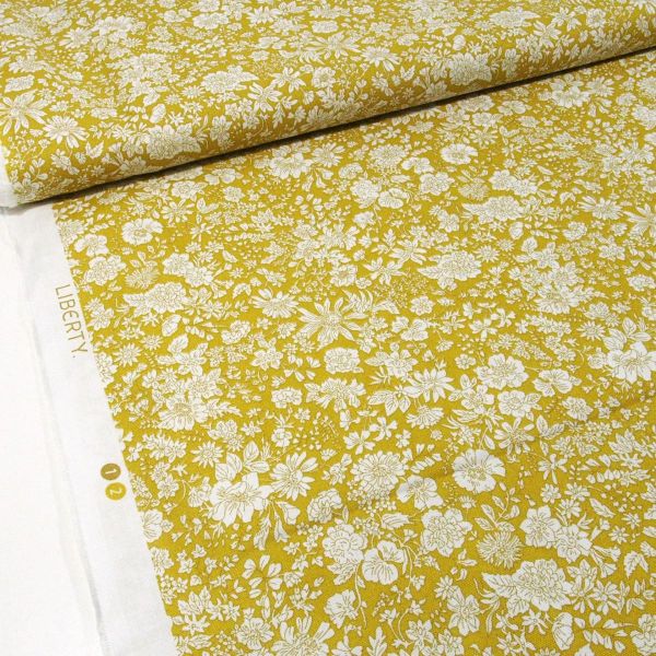 Baumwolle Blüten Blumen senf gelb - Liberty Emily Belle lime