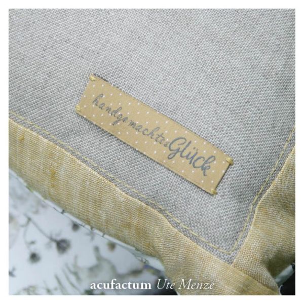 Webetikett handmade - handgemachtes Glück - Aufnäher von Acufactum 1,6x7cm