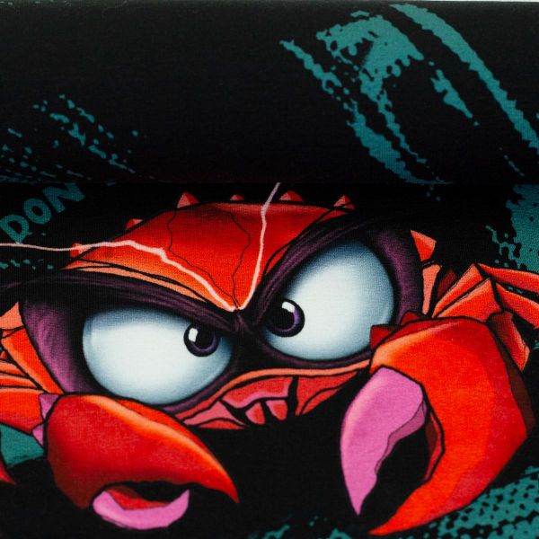 French Terry Eddie the Crab - Krabbe petrol - Salty Soul by Thorsten Berger - 85cm Panel