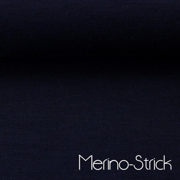 Weicher dünner Merinostrick in navy - 100% Schurwolle Merino Strickstoff von Swafing