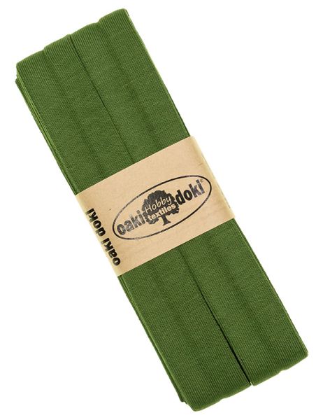 3m Elastisches Schrägband aus Jersey oliv grün - Jerseyschrägband 40/20/10