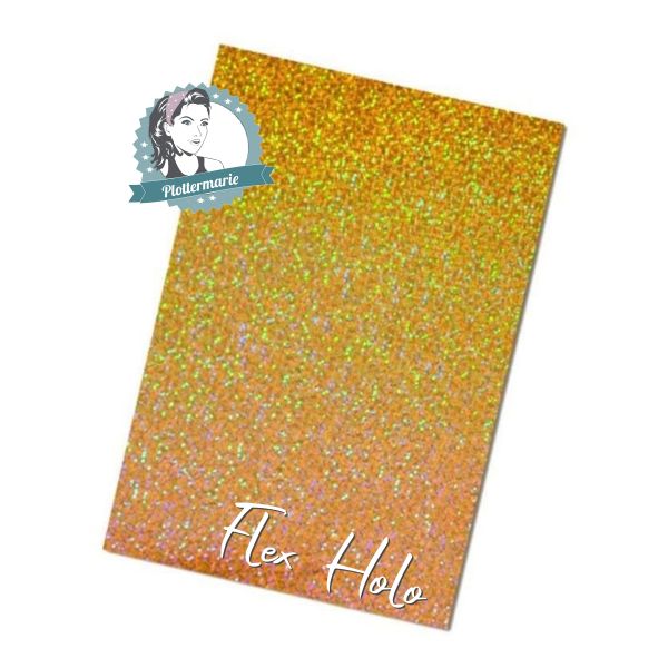 Flexfolie für Textildruck Holo Glitzer sparkle gold A4 - Plotterfolie Plottermarie 105µg
