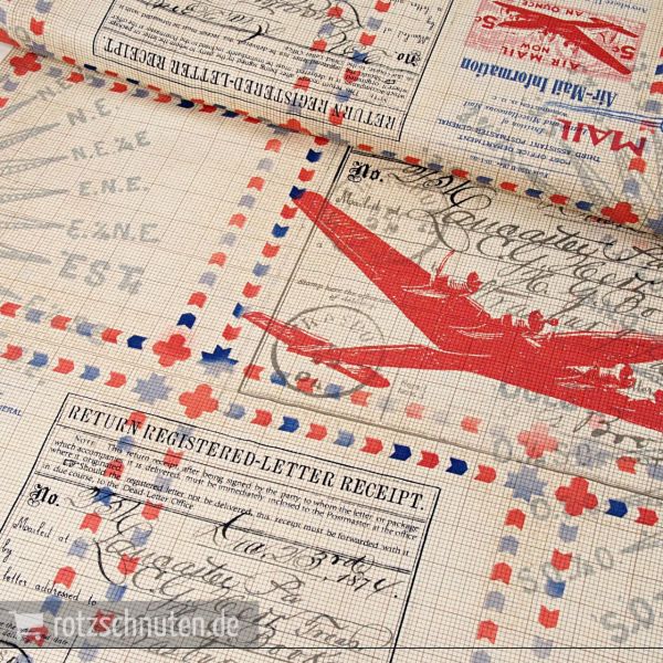 Baumwolle Luftpost Flugzeug – Correspondence in Transit Serie Eclectic Elements von Tim Holtz