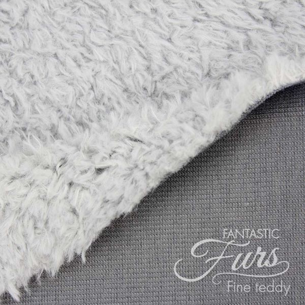 Kullaloo Teddystoff Fantastic Furs hellgrau - Fine Teddy 100x75cm Kunstfell