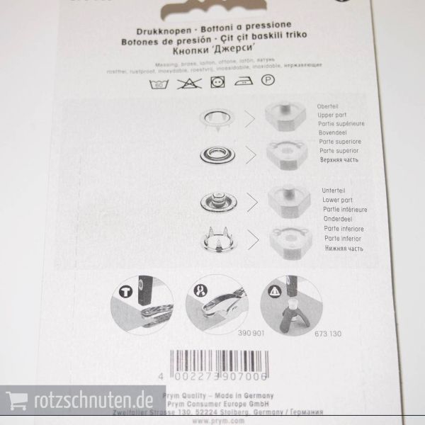 21 Jersey Druckknöpfe PRYM LOVE – 8mm rosa hellblau creme mit Werkzeug