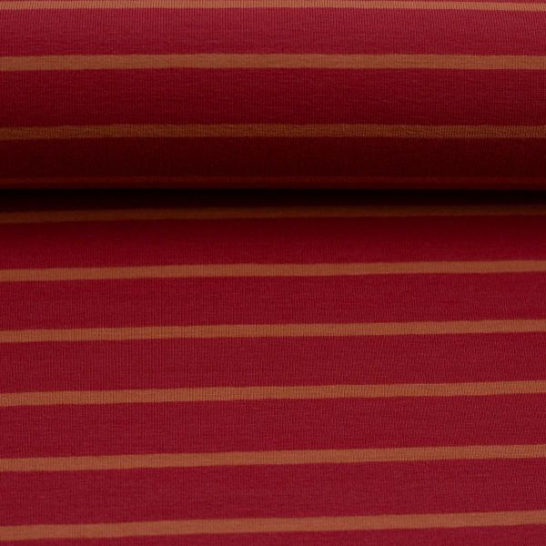 Baumwolljersey ISA dunkelrot terracotta gestreift – Swafing Jersey
