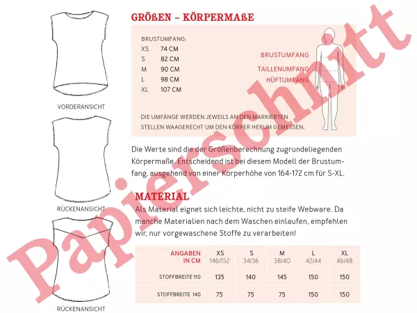 Schnittmuster FRAU LIAH • leichte Sommerbluse für Damen • Gr. XS-XL