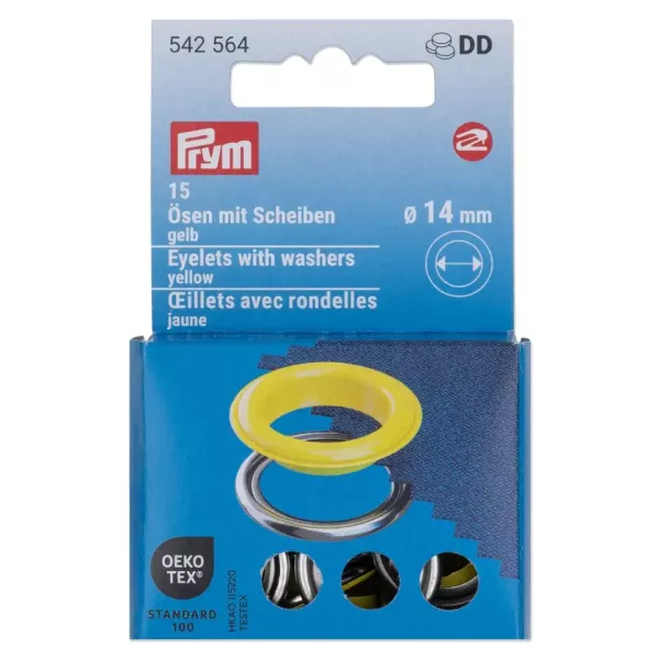 15 Ösen mit Scheiben 14mm gelb - für das Prym Vario Creative Tool
