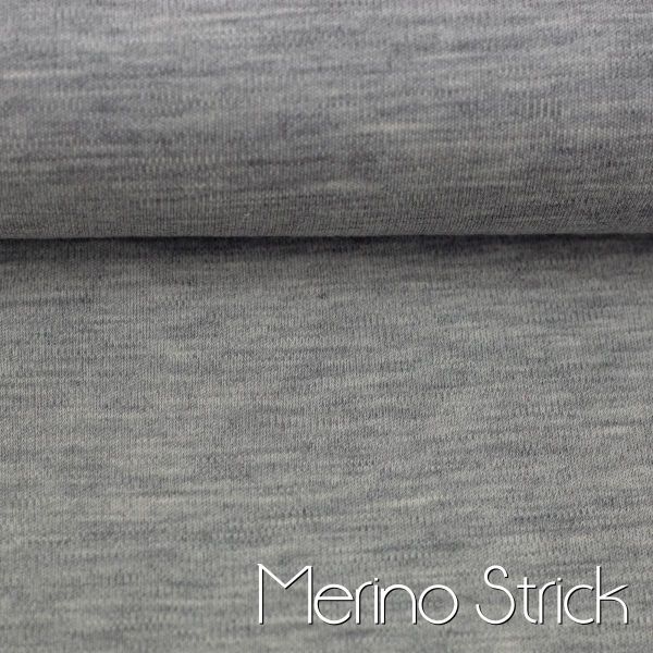 Weicher dünner Merinostrick in grau meliert - 100% Schurwolle Merino Strickstoff von Swafing