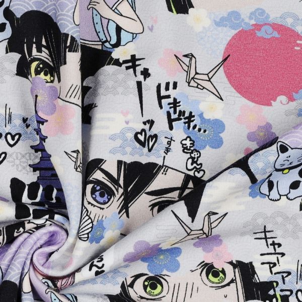 Jersey Manga Japan Origami Winkekatze Ginko Kawaii Asia Anime flieder hellblau