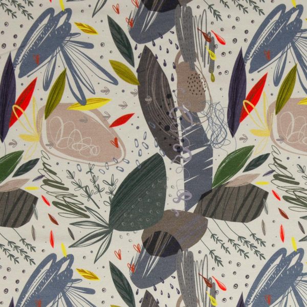 Sweat mit großem Blütenmuster abstrakt hellblau grau bunt - French Terry Femke von Swafing