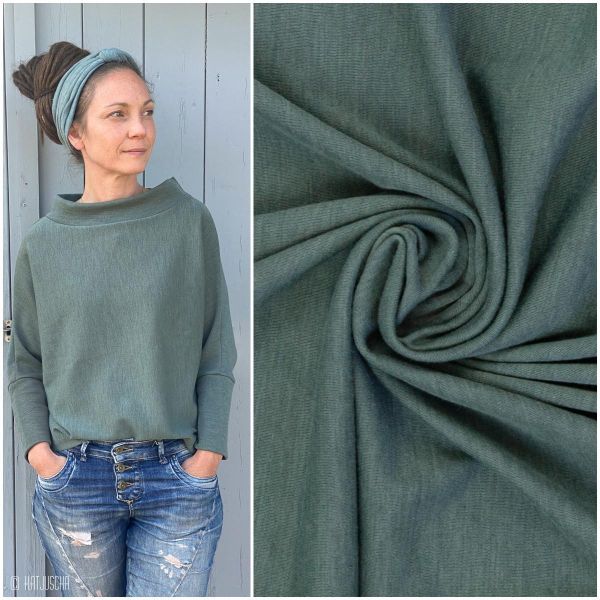 Weicher dünner Merinostrick in smaragd dunkles mint - 100% Schurwolle Merino Strickstoff von Swafing