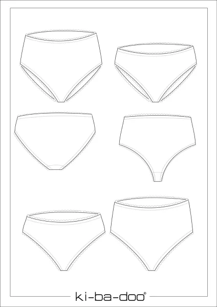 Schnittmuster Baisc Slip in 2 Taillenhöhen von KiBaDoo Gr. 32-58